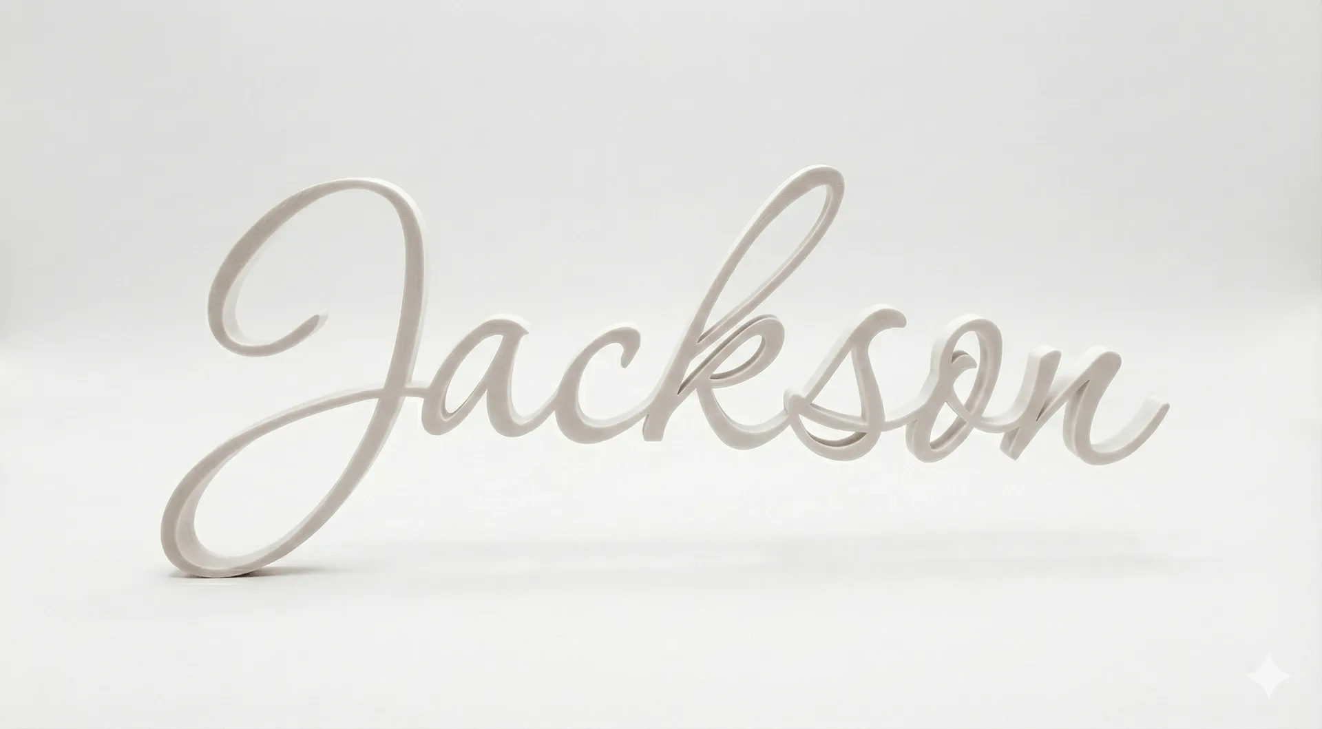 3D name generator interface showing a customized 3D printed name preview