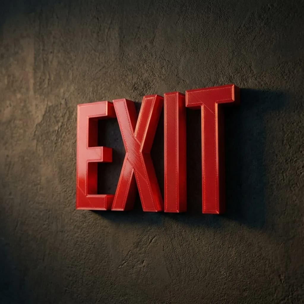 3D-gedrucktes EXIT-Schild, generiert mit NameSTLs Text-zu-STL-Konverter
